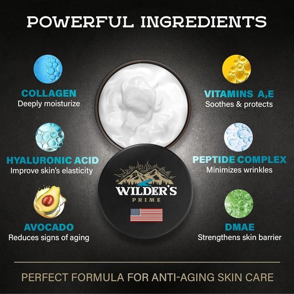 Wilder' Men's Face Moisturizer Anti-Aging & Wrinkle Cream with Collagen Sealed - Picture 2 of 3